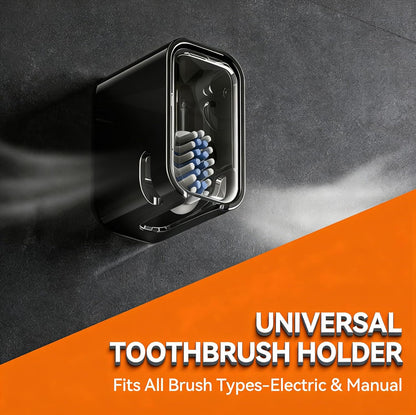 2-Pack Wall-Mounted Single Slot Toothbrush Holder with Cover, Shower & Travel Toothbrush Storage Organizer for Bathroom