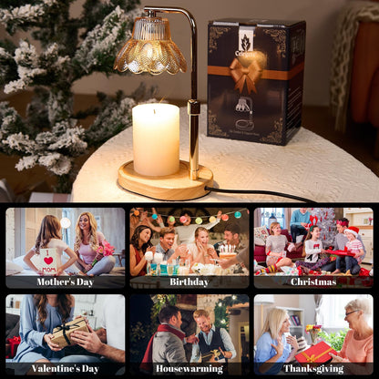 Candle Warmer Lamp,with Timer & Dimmer(3Bulbs),Candle Lamp Warmer Height Adjustable,Gifts for New Home,House Warming Gift,Birthday Gifts for Women/Daughter/Mom/Friend-Black