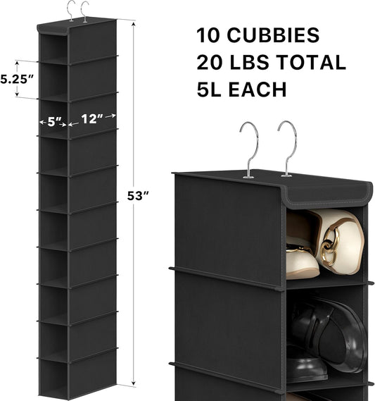 Simple Houseware 10 Shelves Hanging Shoes Organizer Holder for Closet, Grey
