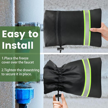 Outdoor Faucet Covers for Winter Freeze Protection, 4 Pack 9" H x 5.9" W Outside Hose Bib Covers for Winter, Thickened Reflective Pipe Wrap Insulation Socks with 420D Waterproof Oxford Fabric