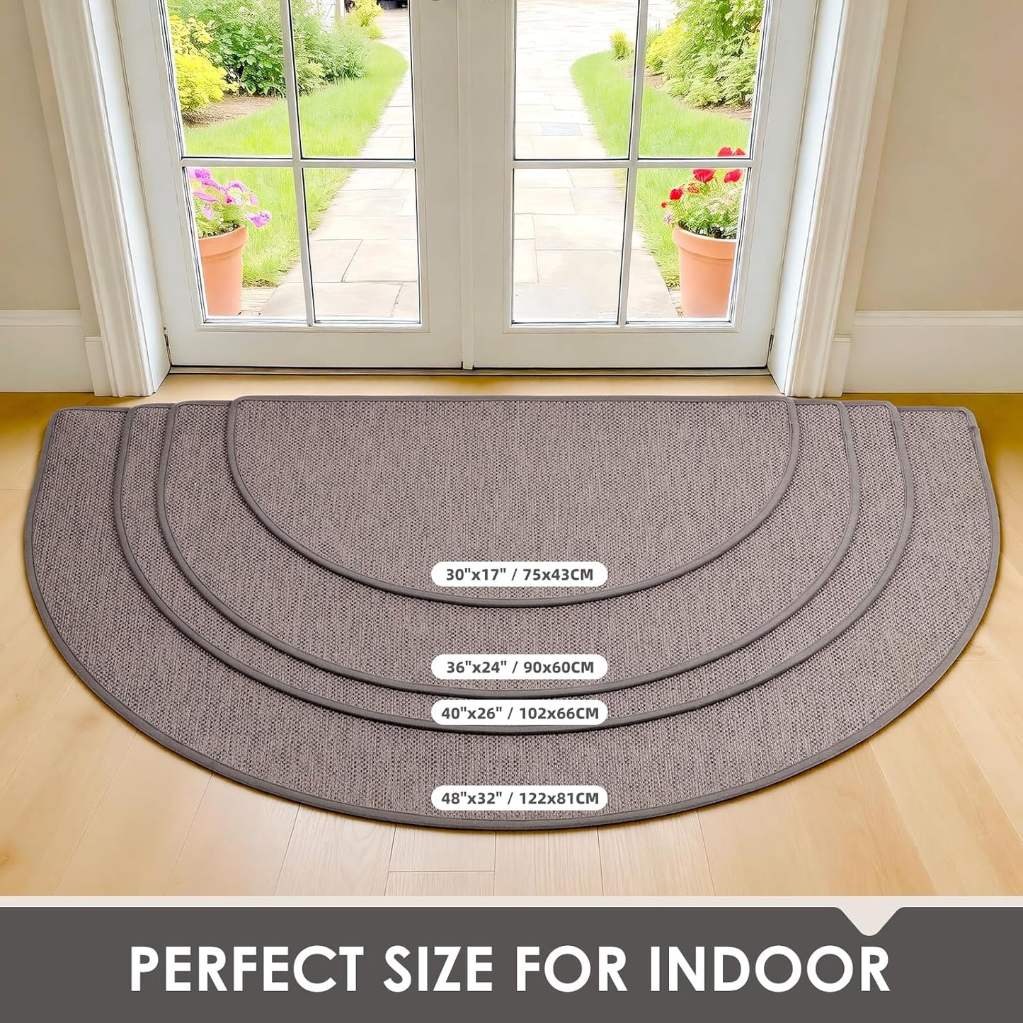 Door Mat 30"x17", Non Slip Washable Door Mat Indoor Entrance, Low Profile Absorbent Entry Rug for Front Door, Entryway, Inside Entrance, Rubber Backing Dirt Trapper Indoor Mat, Khaki