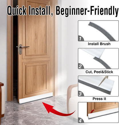Door Draft Stopper with Brush,Under Door Draft Stoppers,Self Adhesive Draft Stopper for Bottom of Door,Silicone Weather Stripping,Door Sweep for Bottom of Door (Black, 39 Inch*1pack)