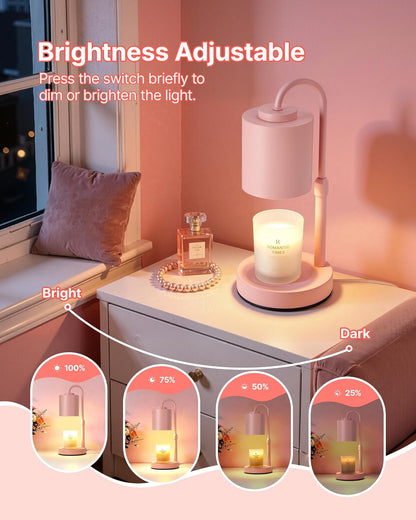 CASTLELIFE Dimmable Candle Warmer Lamp with Timer, Height Adjustable Candle Warmer for Jar Candles, Electric Wax Melt Warmer for Home Decor House Warming Gifts, Birthday Gifts for Women, Black Clear