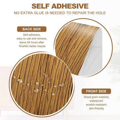 PATIKIL Self Adhesive Wood Grain Repair Tape 33'x 3", Multi-Use Realistic Wood Grain Repair Patch for Furniture Floor Door Table Chair Windows Handicraft DIY, Yellow Teak