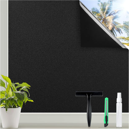rabbitgoo Window Privacy Film for Glass Windows with Kit Decorative Clings UV Blocking Heat Control Static Cling Removable Bathroom Bedroom Door Home Coverings Pure, 17.5 X 78.7 inches