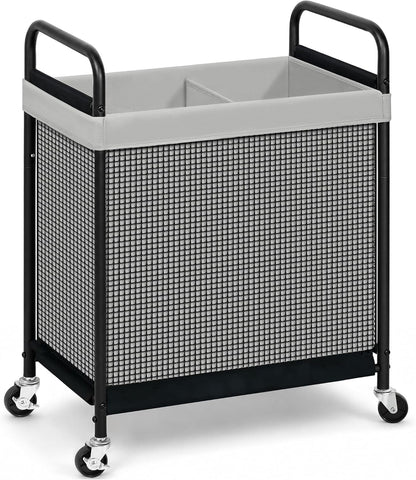 STORAGE MANIAC Rolling Laundry Hamper with Wheels 3-Section Laundry Sorter Rolling Laundrys Basket on Wheels with Removable Bag Clothes Hamper Laundrys Organizer Cart Bathroom Bedroom 120L Beige