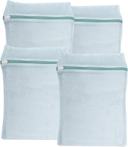 4-Piece Pink Medium Durable Organic Cotton Mesh Laundry Bags with Sturdy Zippers and Breathable Mesh are Delicate Laundry Bags for Underwear, Clothes, Pants and Socks