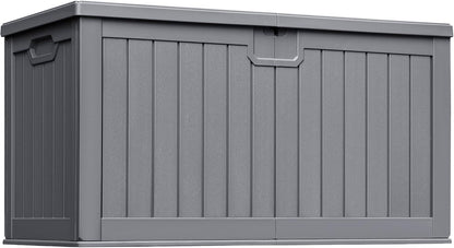 Greesum Outdoor Storage Box 31 Gallon Storage Box with Lid for Patio Furniture, Garden Tools, Pool Supplies, Waterproof and UV Resistant, Lockable, Dark Black