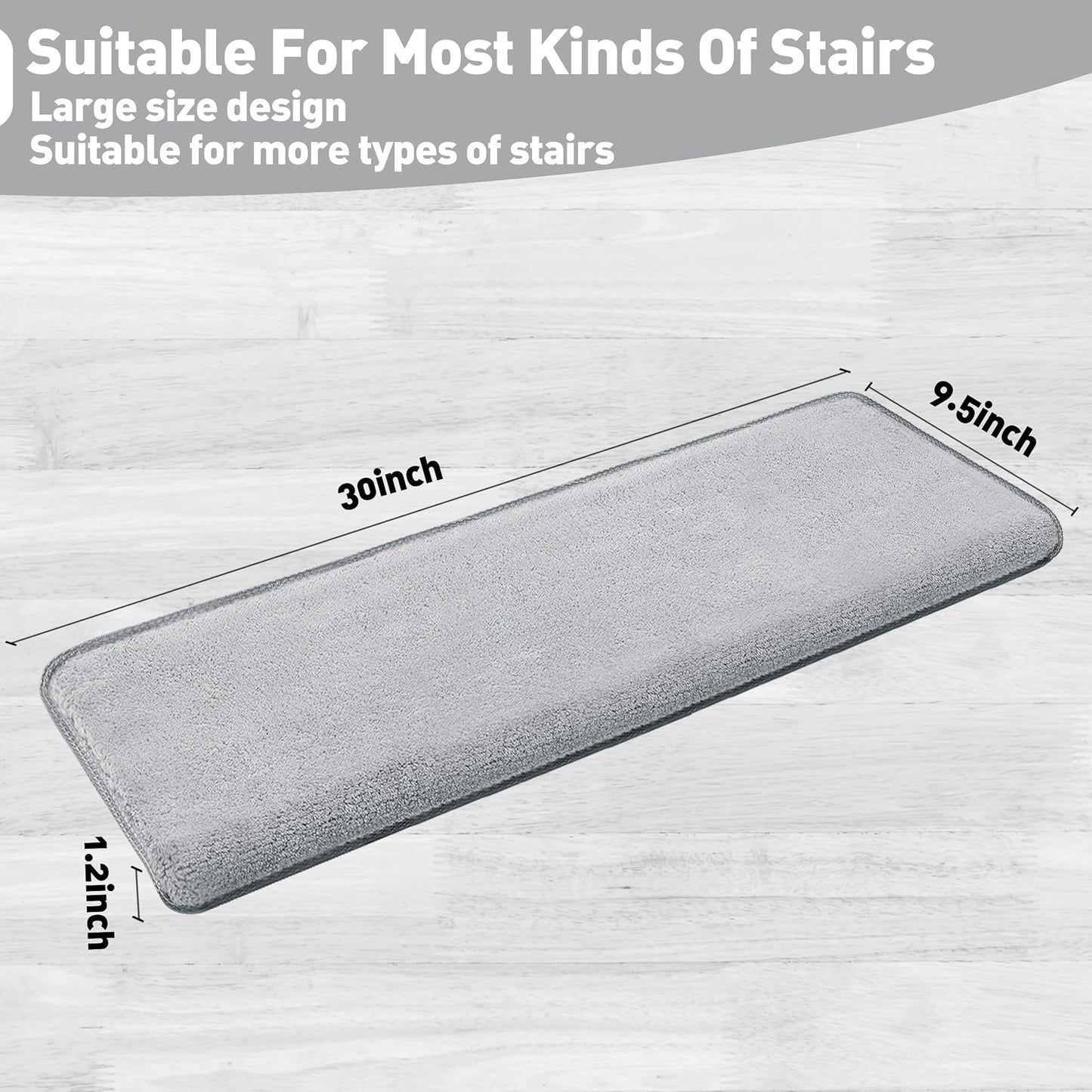 PURE ERA Carpet Stair Treads Ultra Plush 9.5" X 30"Soft Bullnose Indoor Stair Protectors Pet-Friendly Non-Slip Skid Resistant Tape Free Washable Reusable(2 Pieces,Brown)
