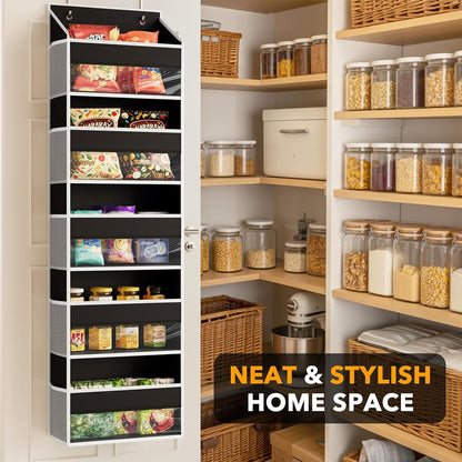 SpaceAid 1 Pack Over The Door Organizer with 5 Large Pockets and 10 Mesh Side Pockets, 5 Layers Door Organizer Hanging with Clear Window for Bedroom, Bathroom, Pantry and Nursery, Gray