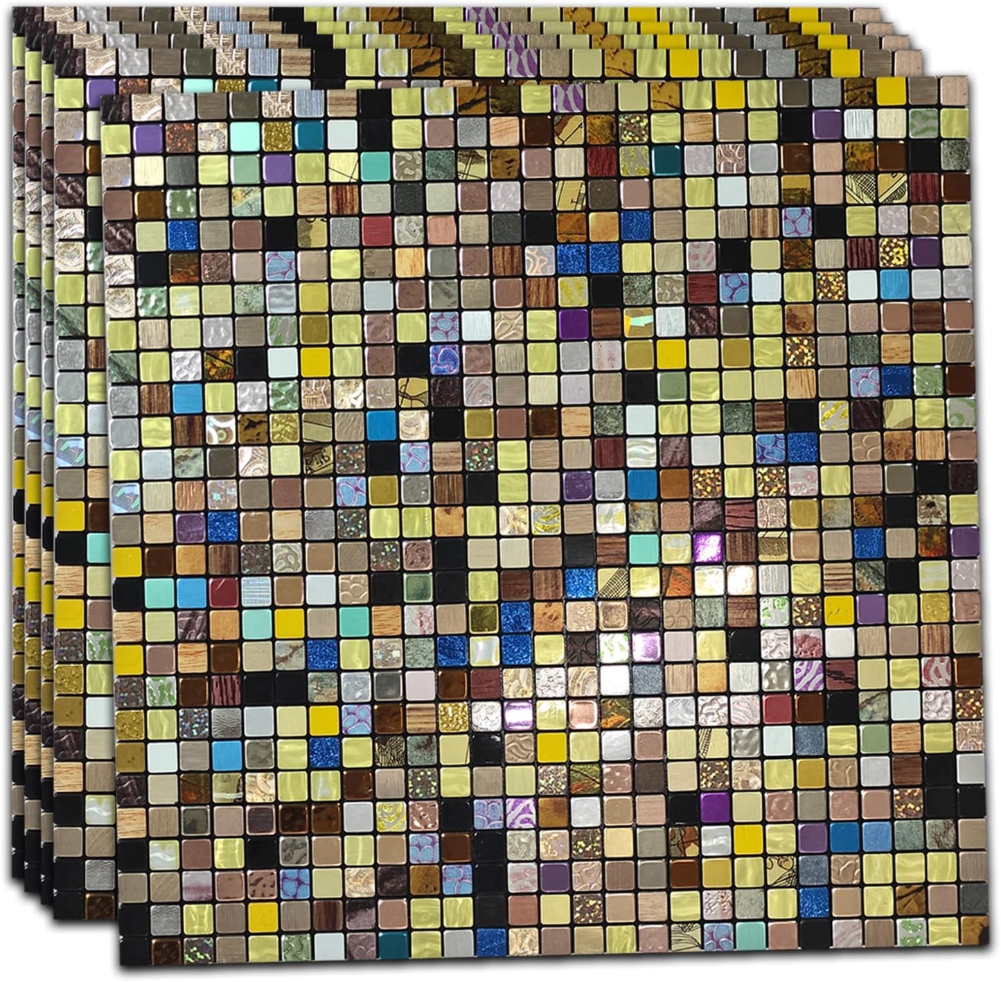 10 Sheets Peel and Stick Backsplash, Waterproof Mosaic Tile Self-Adhesive - Easy Cut to Size for Kitchen, Bathroom, Fireplace DIY Installation (10, Green+Blue Brushed)