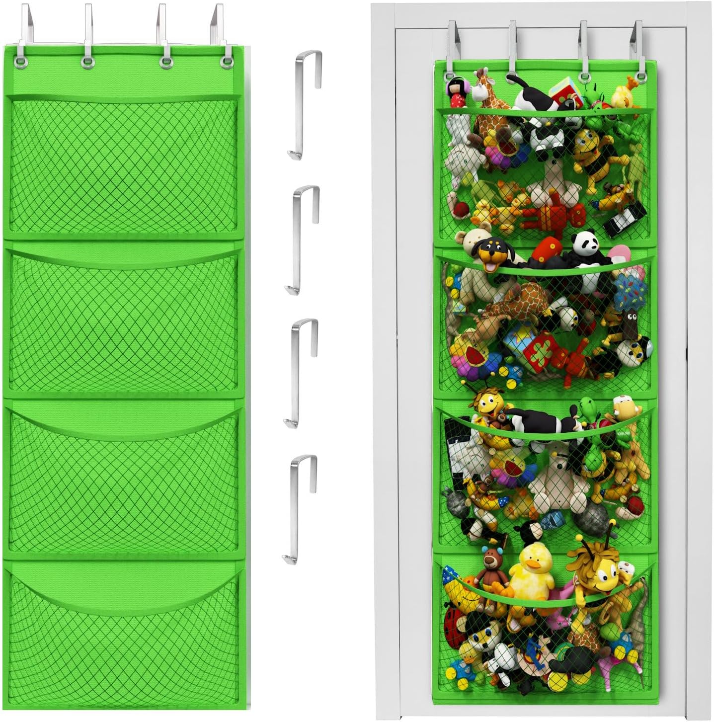 Honeyera The Original Stuffed Animal Storage (Patented) - Over Door Organizer for Stuffies, Baby Ideas Holder, Toy Plush Hammock Hanging Net Big Girls Toddler Large Bag Animals Stuffy Behind