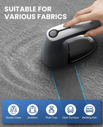 POPCHOSE Fabric Shaver, Lint Remover for Clothes, Lint Shaver with 6-Leaf Blades & 2 Speed, 2000mAh Rechargeable, Sweater Shavers to Remove Pilling, Electric Lint Remover for Couch, Furniture, Fuzz