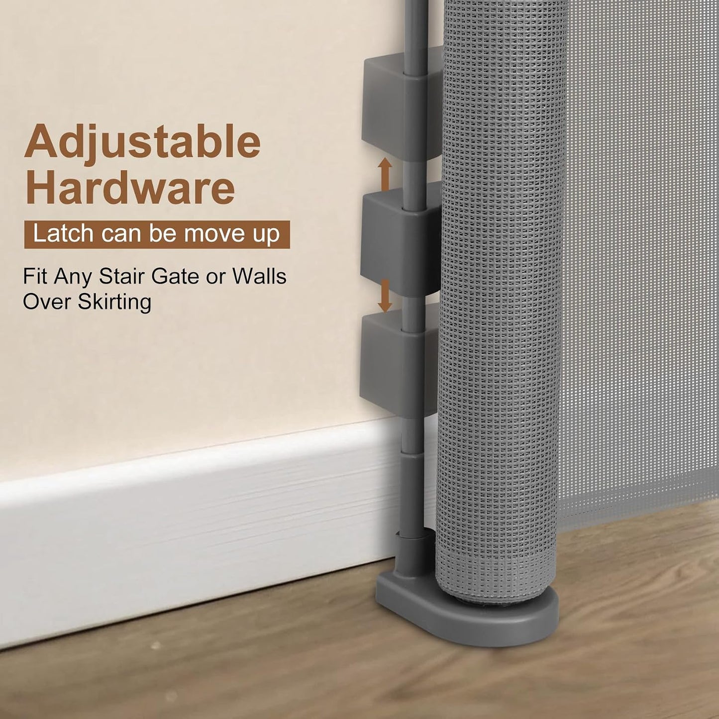 Miumoon 71 inch Retractable Baby Gates 42 inch Tall, Retractable Gate with Reinforced Strip Design to Prevent Crawling Through, 6 FT Retractable Dog Gate for Stairs, Doorways, Hallways, Indoor/Outdoor