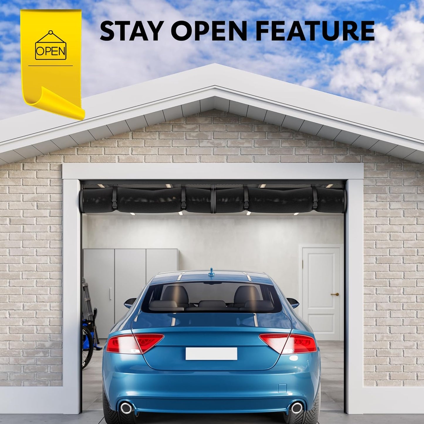 AUGO Magnetic Screen Door - Self Sealing, Heavy Duty, Hands Free Mesh Partition Keeps Bugs Out - Pet and Kid Friendly - Patent Pending Keep Open Feature - 38 Inch x 83 Inch