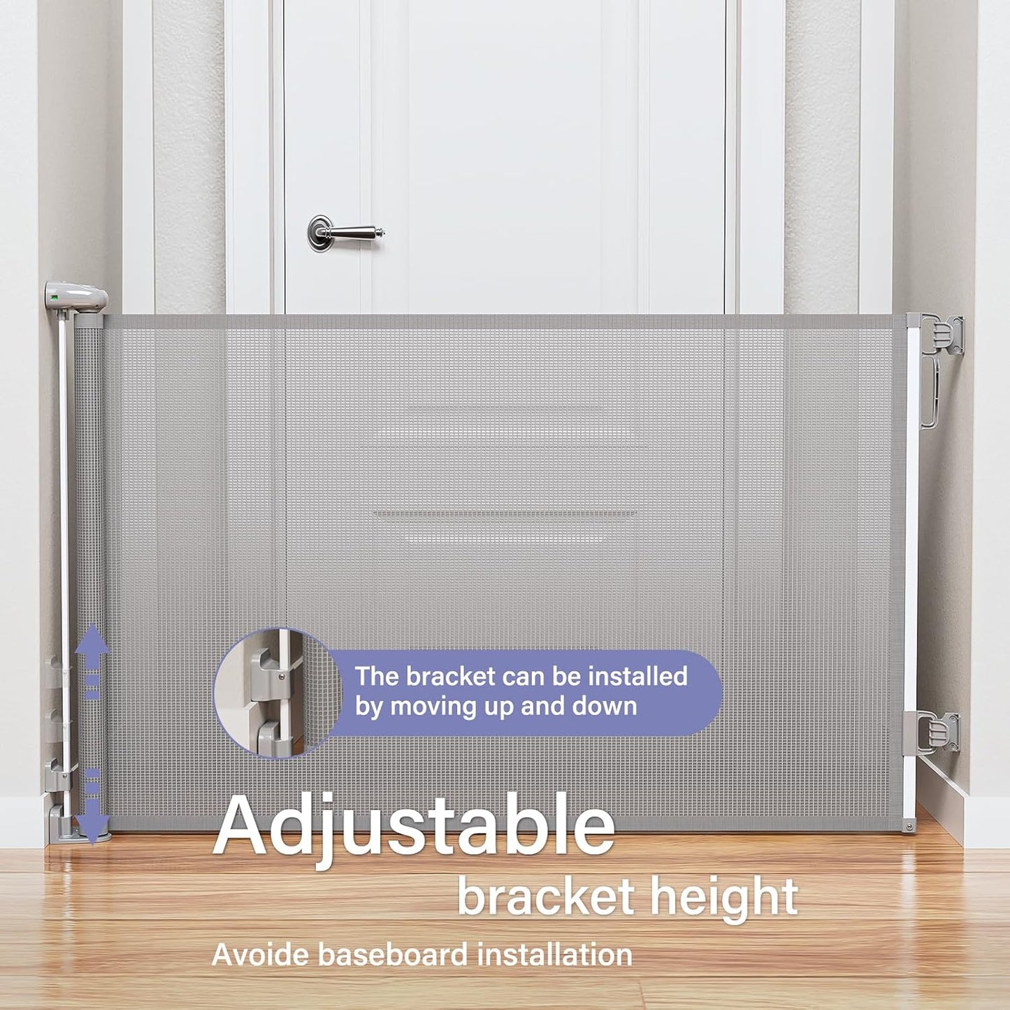 PRObebi Retractable Dog Gate for the House Extends to 54" Wide 34" Tall, Gates for Baby Indoor, Stair Gate for Outdoor, Staris, Hallways, Doorways, Deck, Porch, Need Drilling
