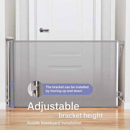 PRObebi Retractable Dog Gate for the House Extends to 54" Wide 34" Tall, Gates for Baby Indoor, Stair Gate for Outdoor, Staris, Hallways, Doorways, Deck, Porch, Need Drilling