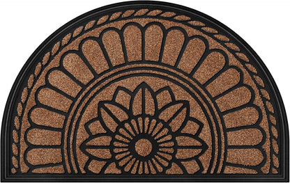 Mibao Front Door Mat Indoor Outdoor Entrance, Semicircular Entrance Mat, Half Round Waterproo Non-Slip Durable Rubber Door Mats, Low Profile Heavy Duty Doormat for Garage, Patio, 30" x 18", Yellow
