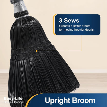 Yocada Broom Commercial Indoor Outdoor Broom 55.5 inch Tall Black | for Courtyard Garage Lobby Mall Market Floor Home Office Leaves Stone Dust Rubbish
