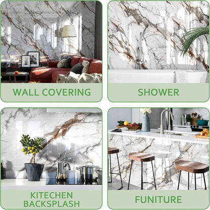 Marble Peel and Stick Waterproof Wall Paneling, 118" x 47" Carrara White Matte Finish Self-Adhesive Backsplash Tile Vinyl Wall Panel for Kitchen Bathroom Wall Decor, Covers 38.75 Sq. Ft.