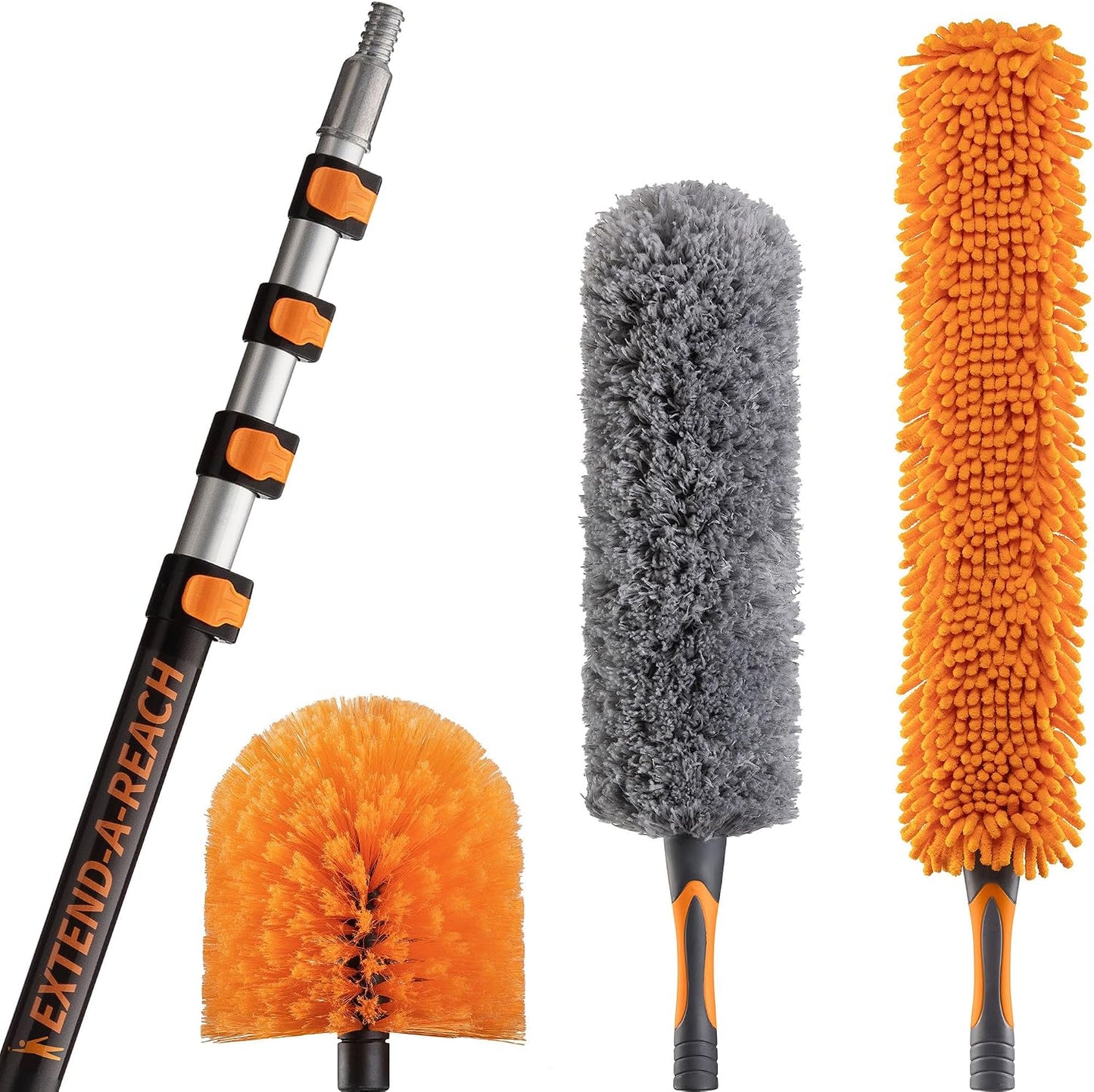 20 Foot High Reach Duster Kit with 4-12 ft Extension Pole // High Ceiling Duster Cleaning Kit with Telescopic Pole // Cobweb Duster // Feather Duster and Ceiling Fan Duster // The Ultimate Dusting Kit
