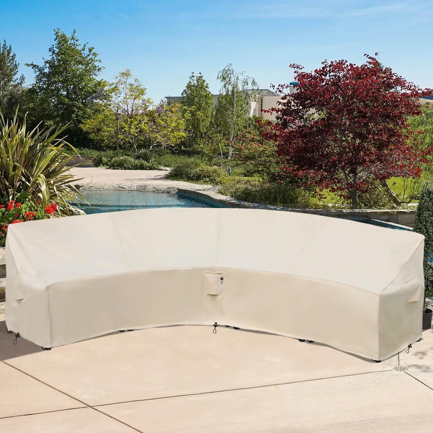 Patio Deck Box Cover, 63x30 Inch Fire Pit Covers with Straps and Handles, Waterproof Heavy Duty Outdoor Furniture Winter Cover for Keter, Suncast, Lifetime Container