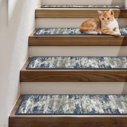 sarben Non Slip Stair Treads for Wooden Steps 15PCS - 8"x30" Indoor Safety Carpet, Edging Mats with TPE Adhesive Backing, Pet and Elderly Friendly Stair Rugs (Taupe) - Colors B