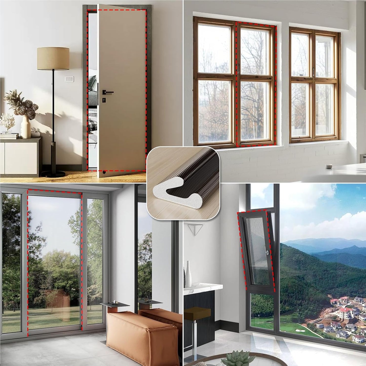 V-Shaped Thin Weather Stripping Door Seal, 19.7FT Small Draft Stopper for Doors, Foam Door Gap Filler, Insulation Winter, Soundproof,Noise-Reducing, Light-Blocking, Weatherproof Tape for Doors