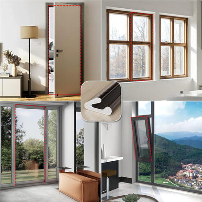 V-Shaped Thin Weather Stripping Door Seal, 19.7FT Small Draft Stopper for Doors, Foam Door Gap Filler, Insulation Winter, Soundproof,Noise-Reducing, Light-Blocking, Weatherproof Tape for Doors