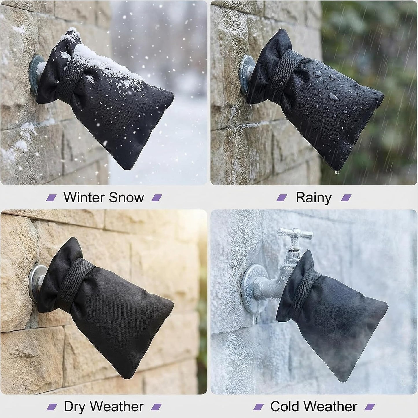 Outdoor Faucet Covers for Winter 3 Packs Hose Bib Protector Spout Cover,Garden Faucet Socks, Outside Spigot Pipe Freeze Protection Cover,Insulated Tap Pouch (small)