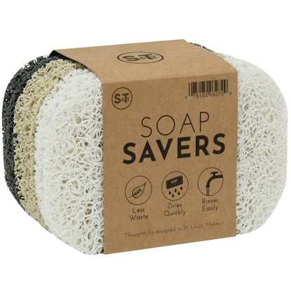 S&T INC. Bar Soap Holder for Kitchen, Bathroom, and Soap Dish, 4 Pack, White, 2.9 inches by 4.4 inches