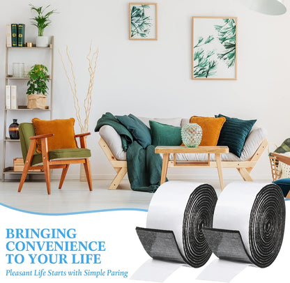 Zonon 4 Rolls 120 Inch Felt Strip with Adhesive Backing Felt Tapes Furniture Strip Rolls Self Stick Heavy Duty Polyester for Protecting Furniture and DIY Adhesive(Black,0.5 Inch)