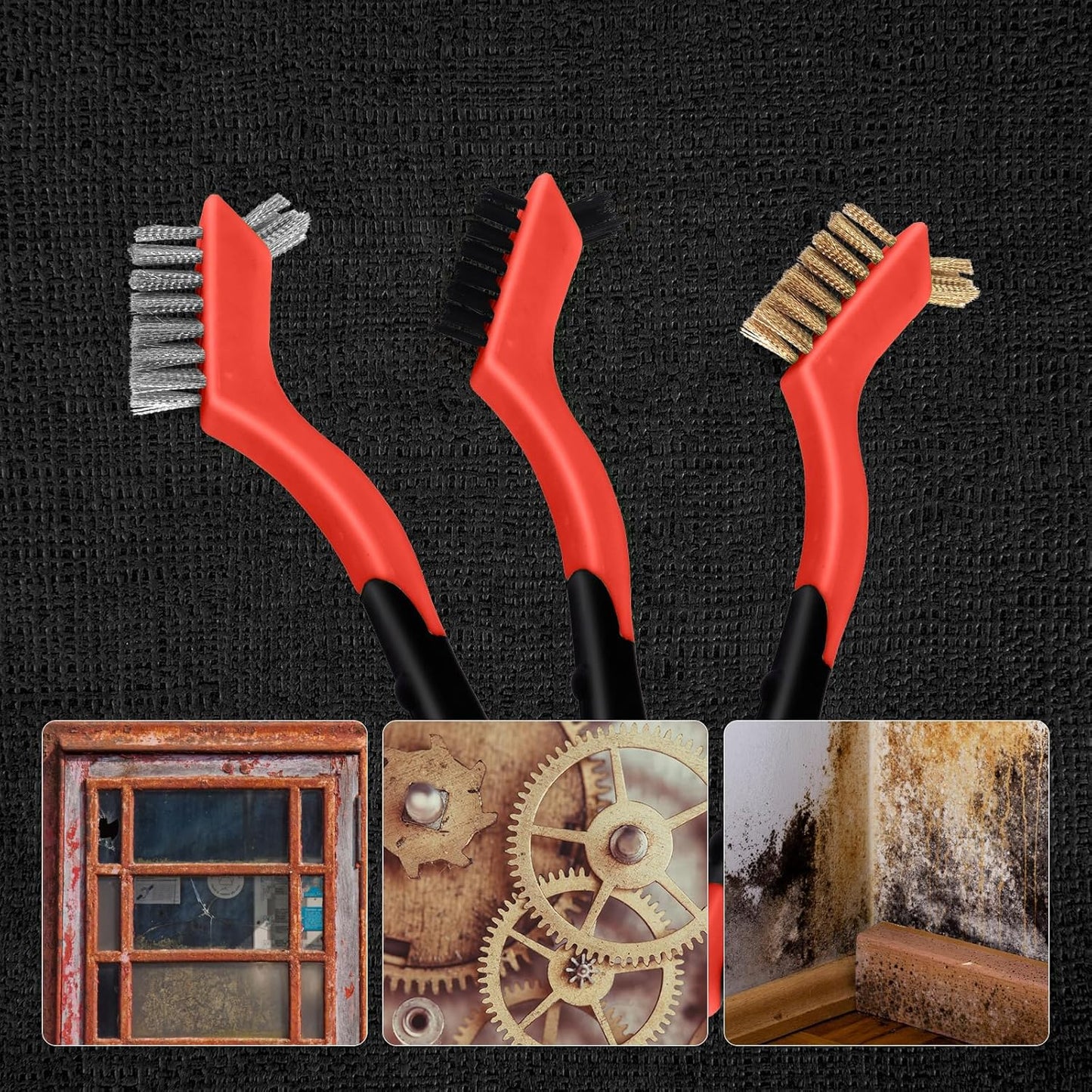 MAXMAN Small Cleaning Brush, Nylon Cleaning Brush 3-Pack, Hard Bristle Crevice Cleaning Brush, 7" Deep Clean Detailing Tools, Small Cleaning Brushes for Tight Spaces, Soft Nylon Bristles Brush, Pink