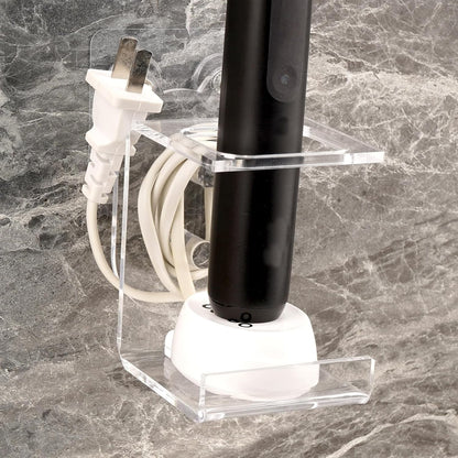 Electric Toothbrush Holder Wall Mounted, Electric Toothbrush Cord Organizer Holds 1 Chargers, Self Adhesive Electric Toothbrush Stand for Bathroom, Medicine Cabinet, Dorm(Black)