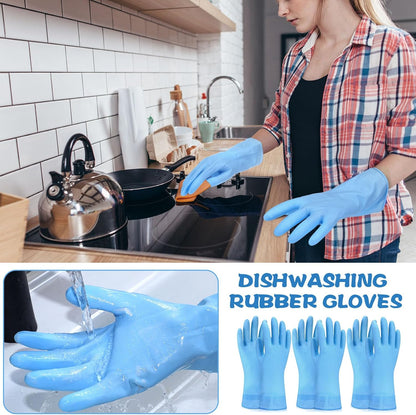 Rubber Reusable Gloves Long Household Dishwashing Gloves Kitchen Cleaning for Dishes Clean Gardening