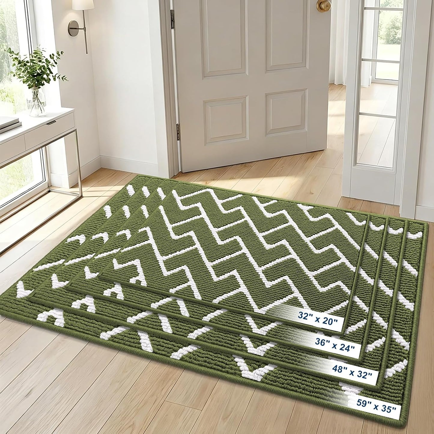 OLANLY Front Door Mat, Non-Slip Rubber Backing, Dirt Resistant and Absorbent, Washable, Easy to Clean Low-Profile Indoor Doormat for Back Door, Entryway, Inside Entrance, 32x20, Grey