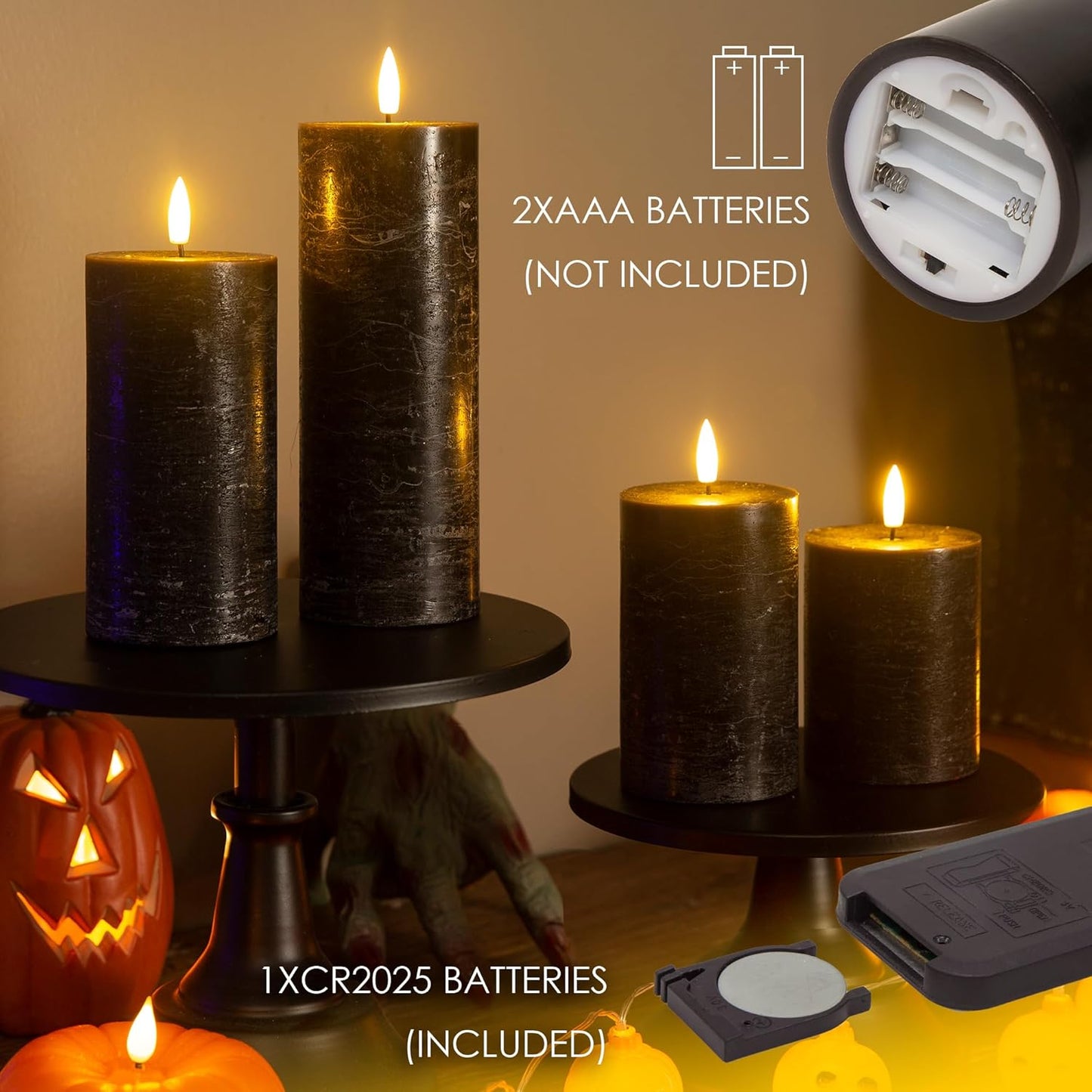 LUSHARBOR Flameless Candles, 4 Pack Battery Operated Candles with Remote, Real Wax LED Fake Candles with Timer Flickering for Christmas Wedding Home Party D3 H 5" 6" 7" 9" White