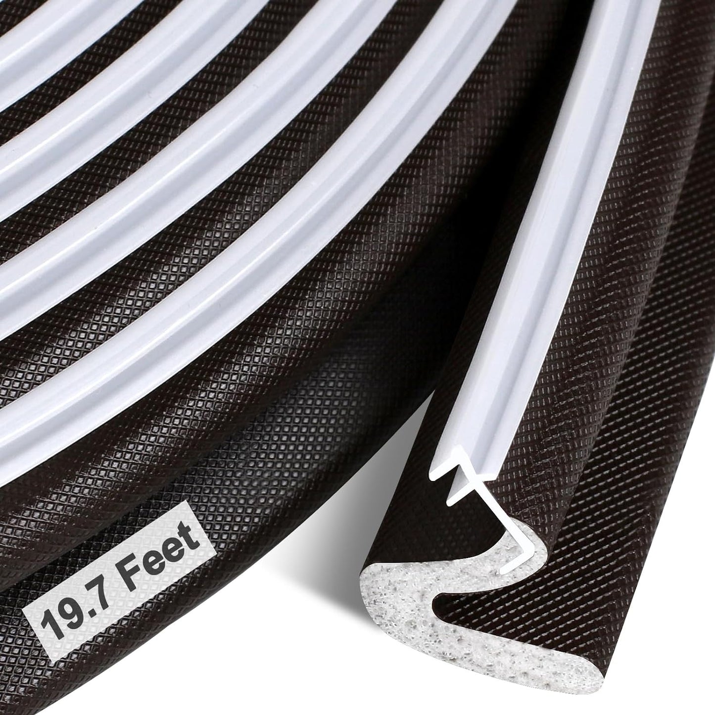 40FT Kerf V‑Shaped Weather Stripping Door Seal, Press‑in Seal for Pre‑Cut Slot Doors, Not Self‑Adhesive, Soundproof Draft Blocker for Exterior Front Doors, Fits Large Gaps, Easy DIY Install (White)