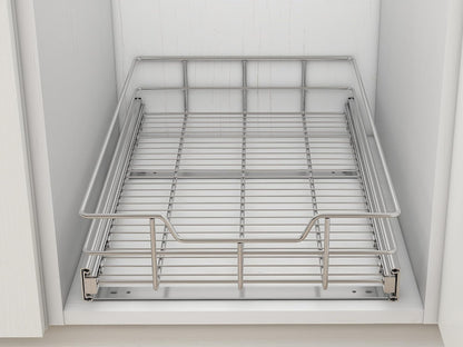 2 Tier Pull Out Cabinet Organizer 11" W X 22" D, Slide Out Drawers For Kitchen Cabinets, Pull Out Drawers For Cabinets Capacity Heavy Duty Caddy, Cabinet Pullout Shelves Chrome-Plated, Bathroom Pantry