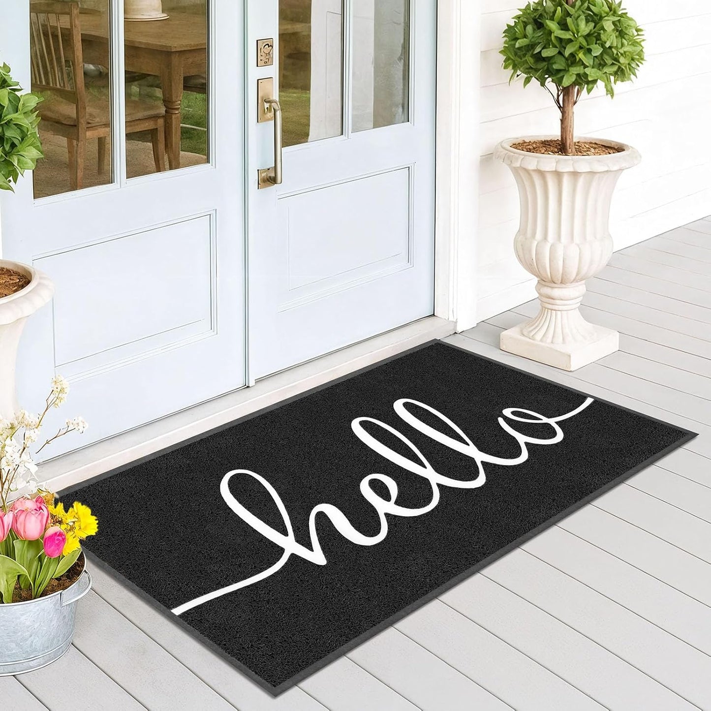 EARTHALL Door Mat Outside Inside Home Doormat, 30"x17.5", Durable Floor Mat Non Slip Mat Ultra Absorb Mud Easy Clean Front Doormat for Garage, Entryway, Patio, High Traffic Areas, Black
