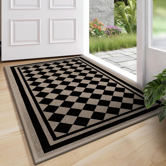 Vaukki Indoor Door Mat 17"x30", Ultra Thin Doormat Indoor Entrance, Non Slip Rubber Backed Inside Welcome Mat for Front Door, Low-Profile Washable Dirt Trapper Entry Floor Mat for Entryway, Sweet Home