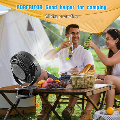 Clip on Fan Rechargeable, 8-Inch Battery Operated Desk Fan, USB Fan,5 Speeds, Strong Airflow, Sturdy Clamp for Golf Cart Office Desk Outdoor Travel Camping Tent Gym Treadmill,Black