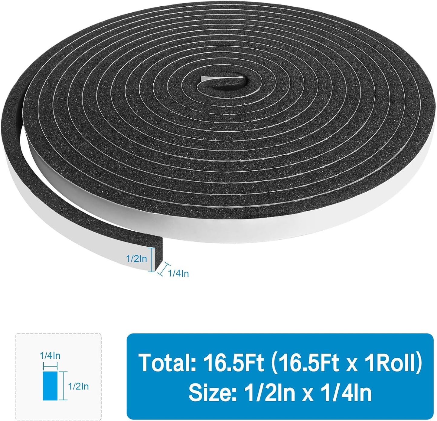 DGSL Foam Insulation Tape, 1/2In x 1/4In x 33Ft Weather Stripping Door Seal Strip for Doors and Windows,Sliding Door,Sound Proof Soundproofing Door Seal,Weatherstrip,Air Conditioning Seal Strip