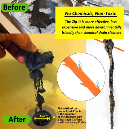 Drain Snake, Drain Clog Remover,Hair snake Tool Opener, sink snake for Sewer Kitchen Sink Bathroom Tub Toilet Clogged Drains Relief Cleaning Tool(1pc 25 Inch +1pc 20inch)