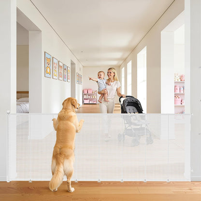 Retractable Baby Gate for Stairs, 42" Tall X 200" Wide Mesh Dog Gate Indoor, Child Gate for Doorways, Hallways, Deck, Indoor Outdoor Pet Baby Safety Essentials for Home, Black