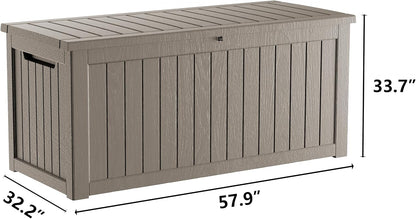 Outdoor Storage Box, 320 Gallon Waterproof Deck Box [Upgraded 3.0], Dual Gas-Spring Ultimate Resin Organizer for King Cushions, Heavy-Duty Lockable Estate Storage Bench, Backyard BBQ, Black