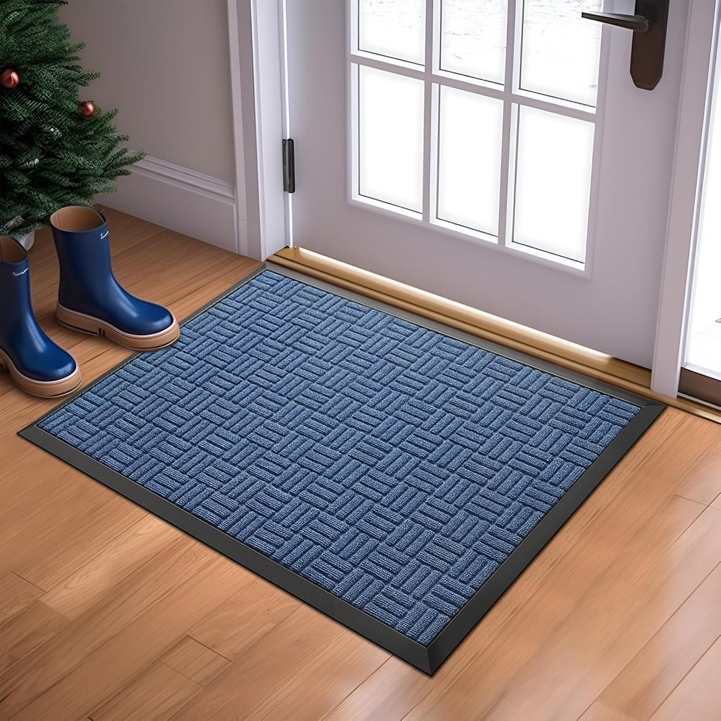 Mibao Front Door Mat, Heavy Duty Durable Welcome Mat for Outdoor Indoor, Dirt Trapper Waterproof Super Absorbent Door Mat for Entryway Outside Patio Porch, 29.5" x 17", Grey