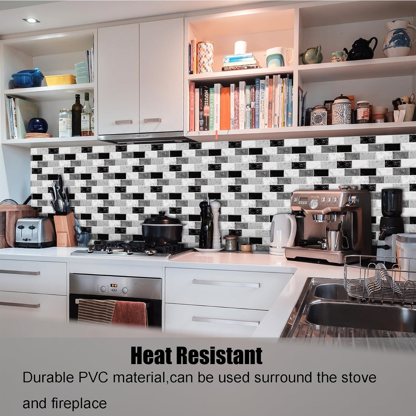 12-Sheet White Peel and Stick Wallpaper, Subway Tile 6''x12'' Self Adhesive Wall Tiles Waterproof PVC Stick on Backsplash Vinyl Decorative Tiles Stickers for Kitchen Bathroom