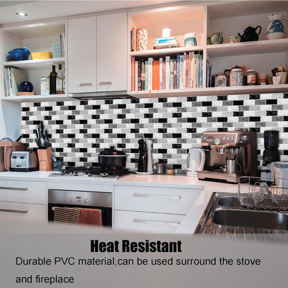 12-Sheet White Peel and Stick Wallpaper, Subway Tile 6''x12'' Self Adhesive Wall Tiles Waterproof PVC Stick on Backsplash Vinyl Decorative Tiles Stickers for Kitchen Bathroom