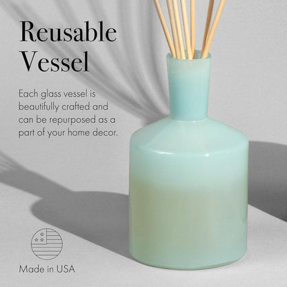 LAFCO New York Classic Reed Diffuser, Sea & Dune - 6 oz - Up to 3 Months Fragrance Life - Reusable Glass Vessel - Natural Wood Reeds - Made in The USA